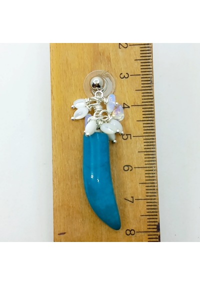 Sibelce 1754 Ceyt Jade El Yapımı Küpe Mavi