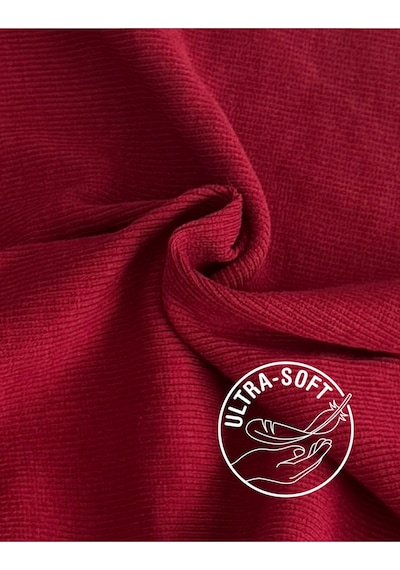 Alya Underwear Kaşkorse Yarım Boğaz Body Sweatshirt, Fitilli Kumaş, Likralı, Bordo Bordo