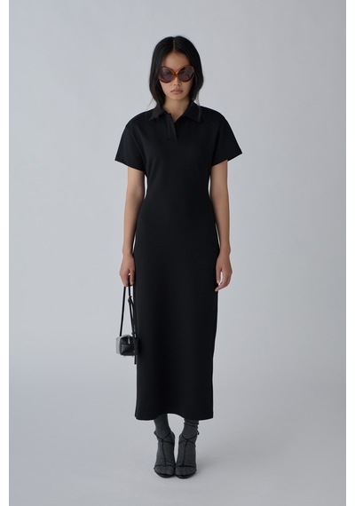 Suud Collection Siyah Raine Polo Yaka Elbise