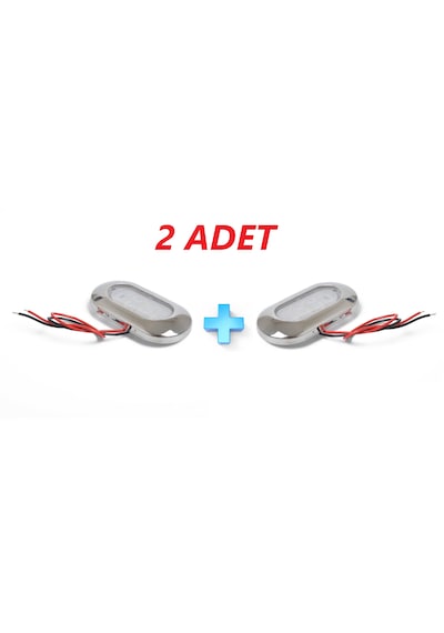 2'li Tekne Merdiven Lambası. 12v. Krom Çerçeve. Beyaz. Aydınlatma Beyaz