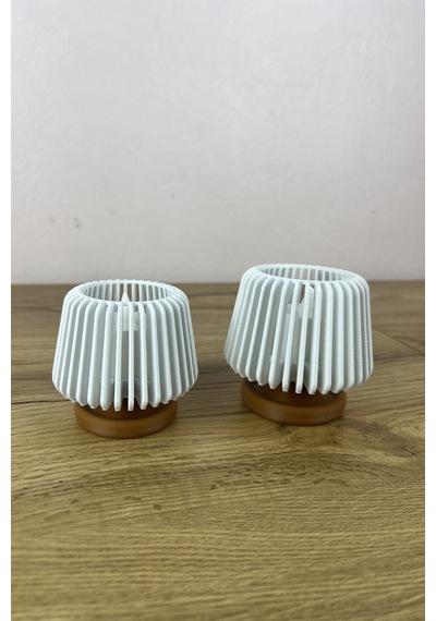 Modern Tasarım Dekoratif Mini Abajur Görünümlü Masaüstü Lambası Ve Mumluk Led Mumlar Dahil