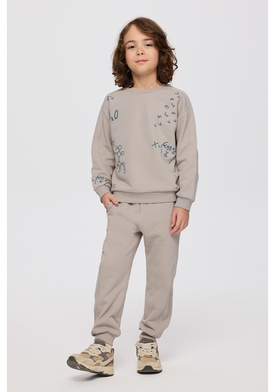 Panço Erkek Çocuk Baskılı Taş Sweatshirt Gri