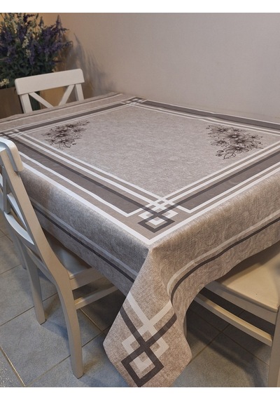 Dora Pano Elyaf Tabanlı Pvc Muşamba - Desenli Silinebilir 120 X 140 Hazır Masa Örtüsü Kahverengi