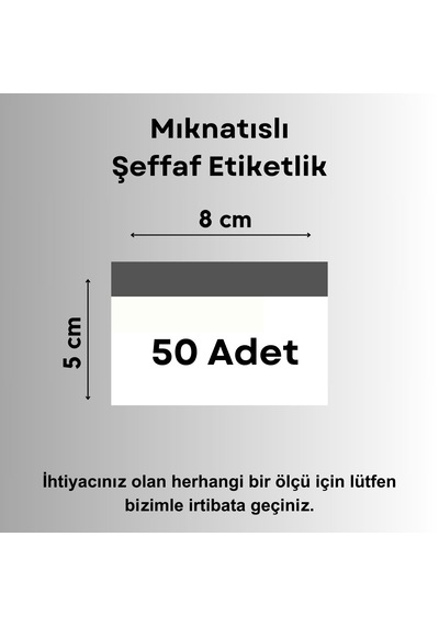 Şeffaf Etiket 50 Ad Pvc Magnet Etiketlik Mıknatıslı 8x5 Cm Raf Etiket Cebi