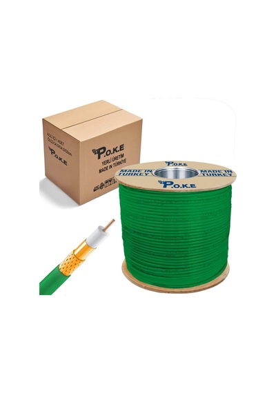 Anten Kablosu Rg6/u4 1.02 80tel Yeşil 500mt Poke Pk-1050