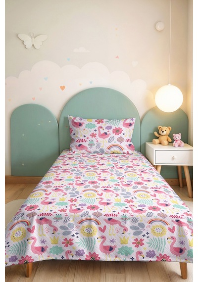 Evimde Bambaşka Pembe Flamingo Kız Çocuk Pike Takımı-pastel Gökkuşağı Çiçekli Bebek Odası Yatak Örtüsü-160x220 CM Evimde Bambaşka Pembe Flamingo Kız Çocuk Pike Takımı-pastel Gökkuşağı Çiçekli Bebek Odası Yatak Örtüsü-160x220 CM