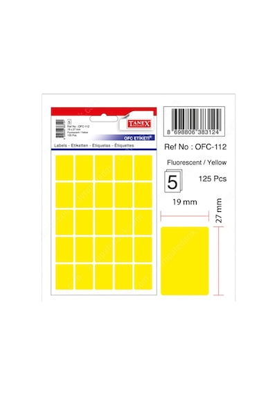 Tanex Ofis Etiketi Poşetli 74x100 Mm Sarı Ofc-125 Diğer
