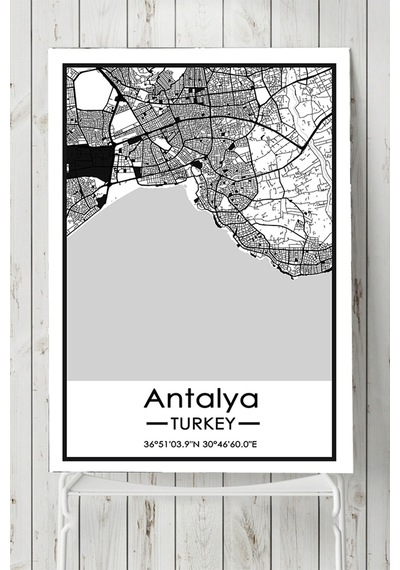 Antalya Harita Dekoratif Tasarım Poster