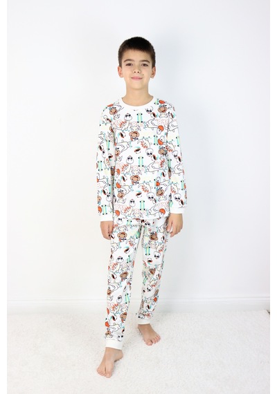 Harika Kids Erkek Çocuk Baskılı İnterlok Kumaş Uzun Kollu Pijama Takımı Siyah