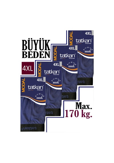 Mataş Tatkan - 4'lü - Battal - Penye Modal Erkek Boxershort Lacivert