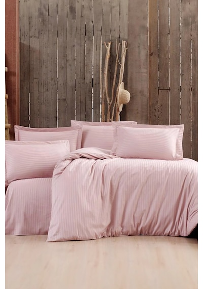 Pamuk Saten Çift Kişilik Nevresim Takımı 200x220cm Pudra Pembe