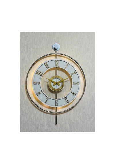 Pey Aksesuar Metal Camlı Duvar Saati Krom Statık 50 X 70cm Orta Boy Işıklı Gerçek Cam Duvar Saati Modern Tasarım M51-kromgrı-şeffaf-beyaz-gold