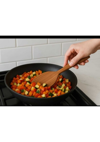 Badem Ağacı Ahşap Kürek Spatula 30 Cm Doğal, El Yapımı, Yapışmaz Yüzey Dostu