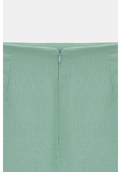 Sââde Kadın Regular Fit Yırtmaçlı Mini Etek - Aerobin Kumaş Mint