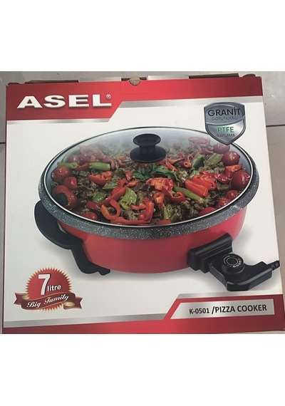 Asel Pizza Tenceresi Kızartma Kavurma Mısır Patlatma Yemek Tenceresi Kırmızı
