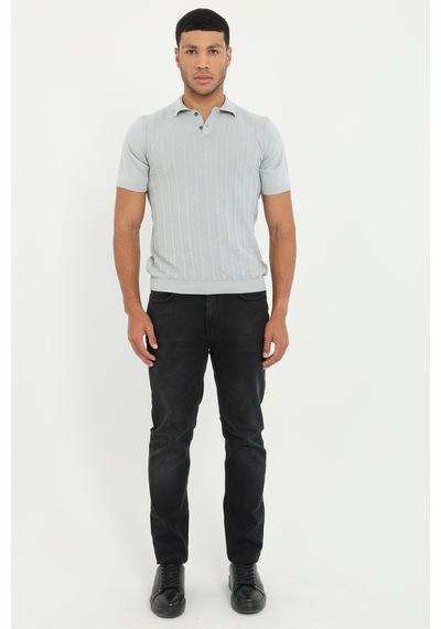 Dufy Erkek Slim Fit Polo Yaka Gri Triko-18919