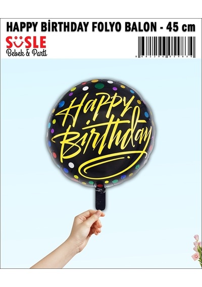 Happy Birthday Folyo Balon - 45cm Çok Renkli