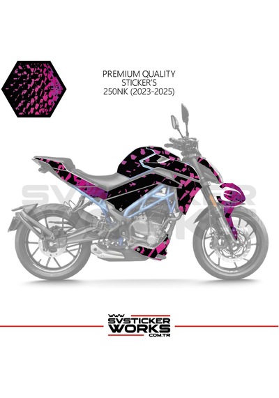 Cfmoto 250nk Sticker Kaplama Pembe Motor Kaplama Modeli Hazır Kit 2023 / 2025 Uyumlu Siyah