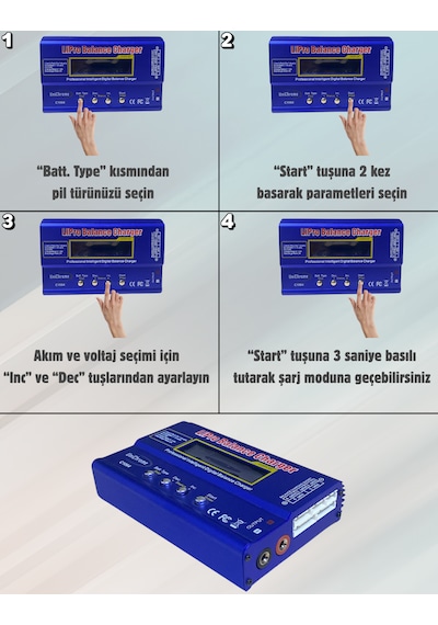 80w Rc Lityum Pil Şarj Cihazı 18650 Lityum Pil Şarj Aleti