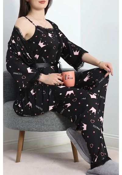 Seka Store Seka Pegasus Üçlü Pijama Takımı Pembeyıldız - 66666.1287. Çok Renkli