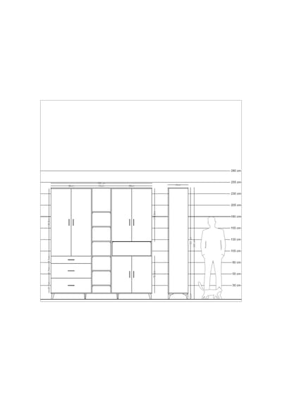 Hyperion Dolap 13 Raflı 3 Çekmeceli 6 Kapaklı 220x44x243 Aytaşı-antrasit/çam Antrasıt/atlas Çam