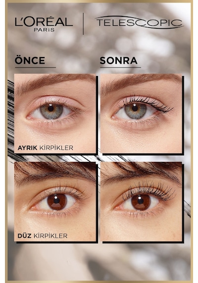L'Oreal Paris Telescopic Gold Siyah Maskara + Nem Terapisi Aloe Vera Suyu 65 ML