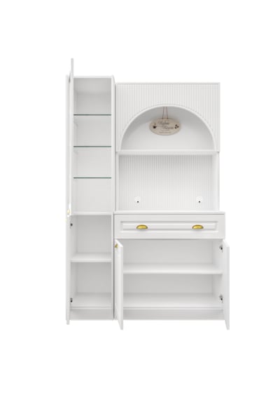 Guneystore Armoni Gold Midi Kahve Köşesi Sol Vitrinli Komple Mdf Beyaz
