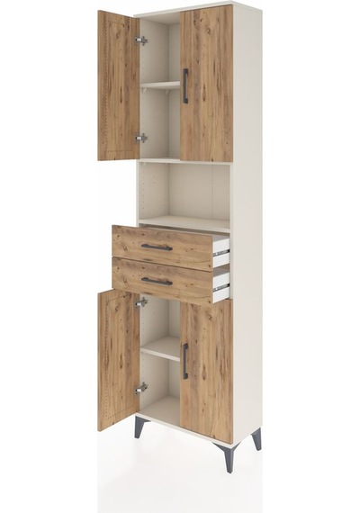 Arges Dolap 4 Raflı 2 Çekmeceli 4 Kapaklı 60x30x221 Aytaşı-çam Aytaşı