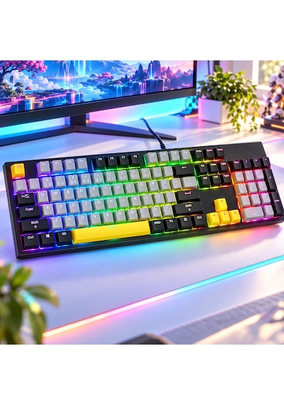 Kablolu Mekanik Gaming Klavye Rgb Aydınlatmalı Blue Switch Tam Boy Türkçe Q 26 Tuş Anti-ghosting