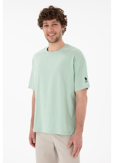 U.S. Polo Assn. Erkek Oversize Fit Bisiklet Yaka Su Yeşili Tişört 50305859-VR048