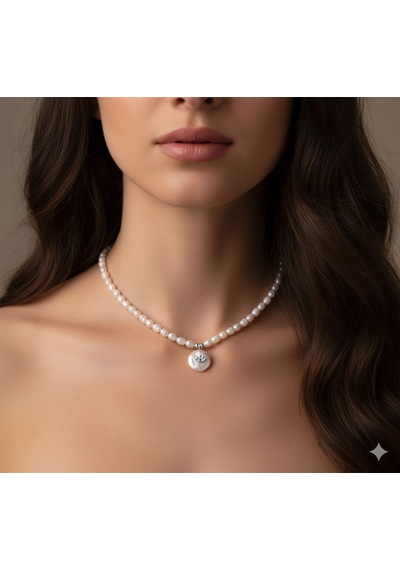 İncili Göz Gümüş Kolye - Altın Altın