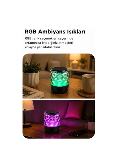 Premium Kamp Parti Ofis Bluetooth Hoparlör Rgb Işıklı D15 Siyah