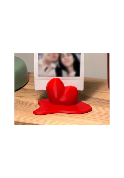 Erimiş Kalp Figürlü 3d Baskılı Polaroid Fotoğraf Standı - Romantik Fikri Kırmızı 2 adet