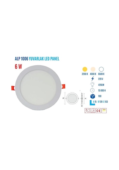 Ycl   Alp-1006B 6W Sıvaaltı Yuvarlak Beyaz Led Panel