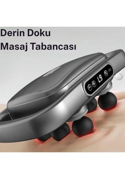 6 Başlıklı Şarjlı Masaj Aleti Derin Doku Kas Rahatlatıcı, Lcd Ekranlı Sessiz Masaj Tabancası
