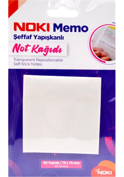 Noki Memo 75x75 Şeffaf Yapışkanlı Not Kağıdı 50 Yaprak (12300)