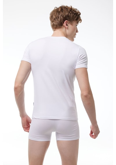 Malabadi Erkek Beyaz Yuvarlak Yaka Kısa Kollu Modal T-shirt Body