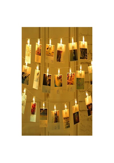 20'li Led Işıklı Dekoratif Fotoğraf Askılığı Mandalları, 3 M Standart