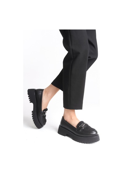Belgi Kadın Üstü Peluş Loafer A019 - K613 Siyah