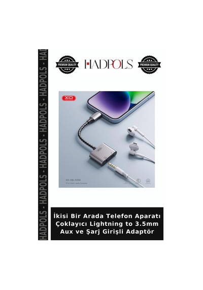 İkisi Bir Arada Telefon Aparatı Çoklayıcı Lightning To 3.5mm Aux Ve Şarj Girişli Adaptör