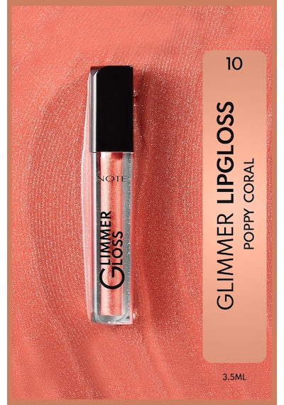 Note Cosmetics Glimmer Gloss Işıltılı Nemlendirici Dudak Parlatıcısı - 10 Poppy Coral