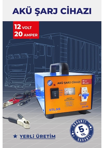 Tır/kamyon Akü Şarj Cihazı 12 Volt 20 Amper - 5 Yıl Garanti