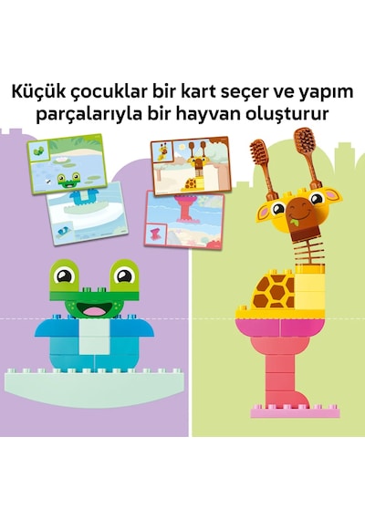 LEGO® DUPLO® Hayvan Yapma Oyunu Eğitici Oyuncak 10472 – 3 Yaş ve Üzeri için Resimli Kartlar İçeren Oyuncak Yapım Seti (94 Parça)