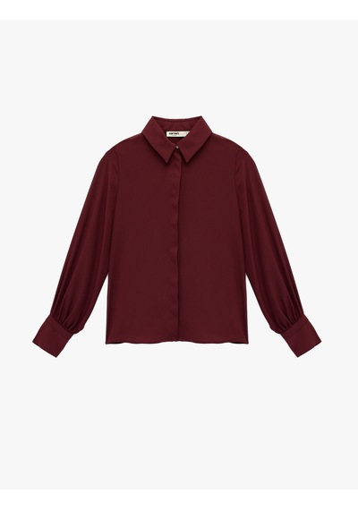 Koton Regular Fit Klasik Yaka Düğmeli Uzun Kollu Gömlek Bordo 6sak60235uw Bordo