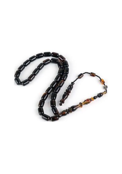Kaplumbağa Kabuğu Bağa Kapsül Kesim 7x11mm Tesbih - Siyah Siyah