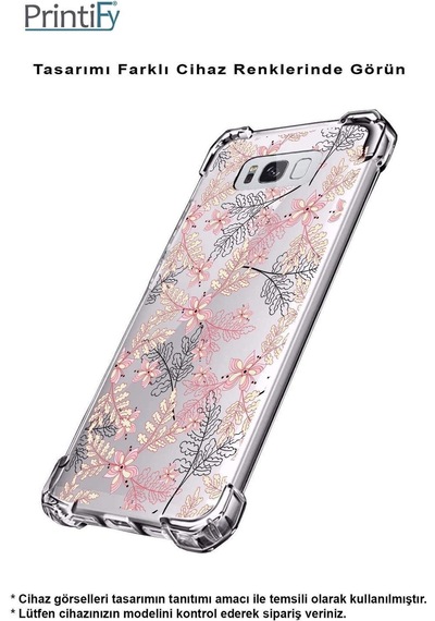 Samsung Galaxy A26 İle Uyumlu Floral Kırmızı Baskılı Şeffaf Köşe Korumalı Antişok Kılıf
