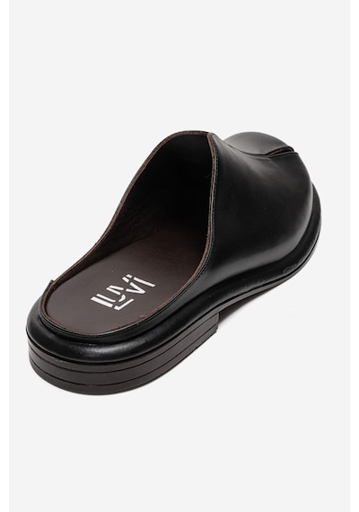 Luvishoes Tansy Siyah Cilt Hakiki Deri Önü Kapalı Kadın Terlik