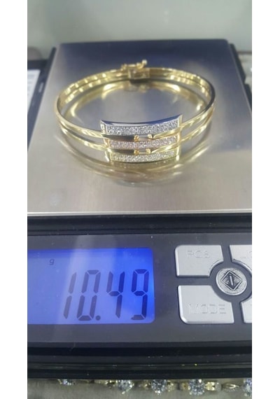 Altın Kaburga Kelepçe 3 Sıra Taşlı Klp-634250 Sarı Altın
