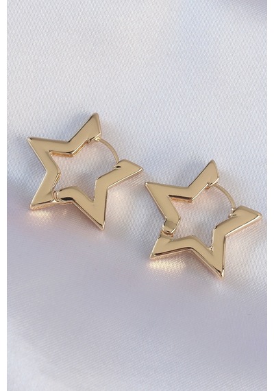Pirinç Gold Renk Yıldız Küpe Altın