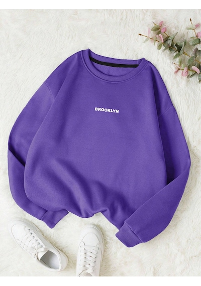 Startmore Mor Unisex Kadın/erkek Brooklyn Özel Renkli Oversize Bisiklet Yaka Pamuklu